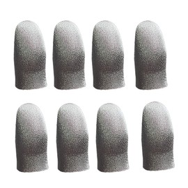 (Double Layer Edge Folding, Ultra-Thin) 8 Piece Game Finger Sack, 0.006 inch (0.15 mm), Ultra Thin, Finger Cover for Smartphones, Smartphone Games, Anti-Sweat Hands, Silver Fiber, High Sensitivity, Improved Operability, Compatible with All Models