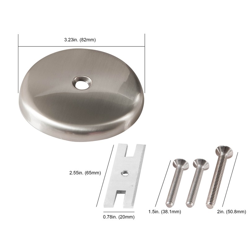 CalcMetal Single Hole Bathtub Drain Overflow Plate with One Matching