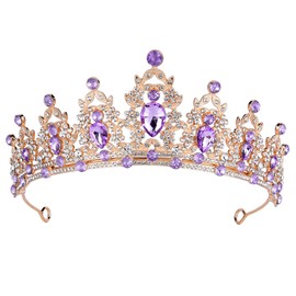 ShulaSHOP - Tiara de boda verde para mujer, corona de reina y corona de princesa para mujeres y niñas, diademas de vidrio para novia, Uniform size, Metal