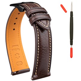 Gomvadr Leather Watch Strap Vegetable Tanned Top Grain Leather Strap, 16 18 19 20 21 22 mm Quick Release Replacement Straps, 19mm, Leather, No Gemstone