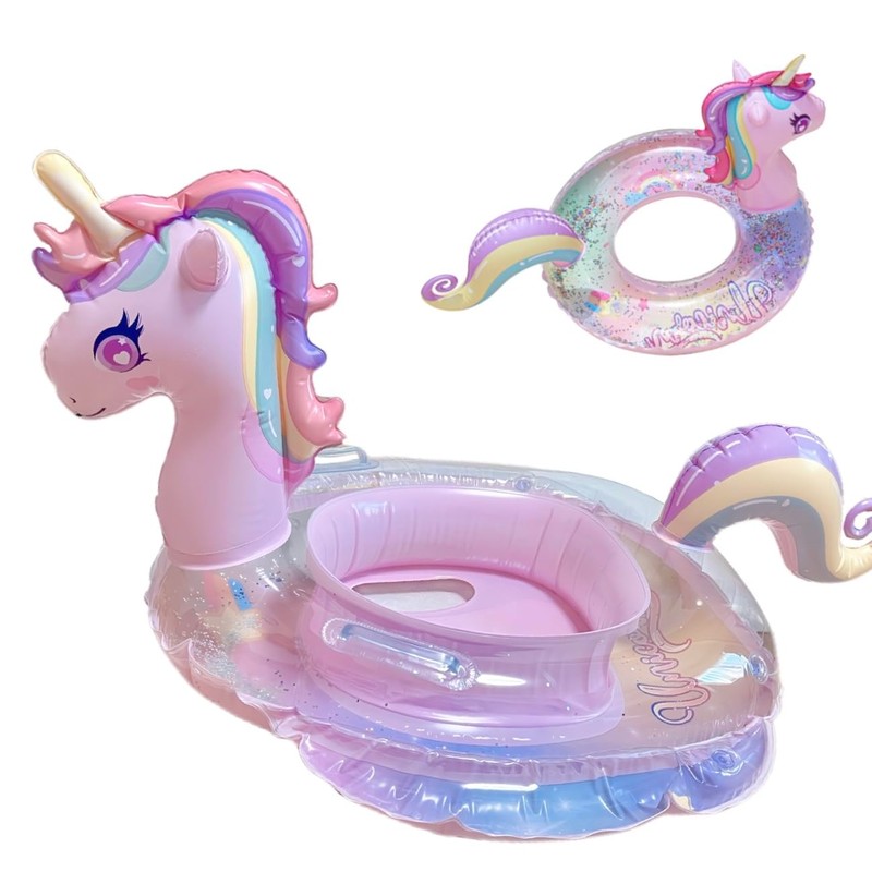 Unicorn Swim Ring for Kids, Pink, Pool Float, Ocean Inflatable