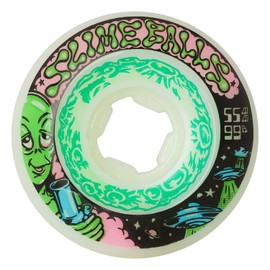 Slime Balls Skateboard Wheels 55mm Saucers 99A White with ABEC 5 Bearings
