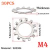 Qrity 30 PCS Shakeproof Washer, M4 Serrated Lock Washers, 304