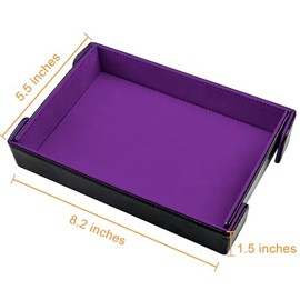 SIQUK Magnetic Folding Dice Tray Rectangle Dice Rolling Tray PU Leather Dice Trays Foldable Dice Holder Dice Rolling Mat Storage Box for D&D RPG Dice Games, Violet