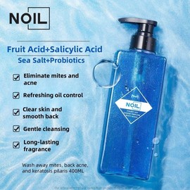 NOIL Aquablue Body Wash – Dual Acid + Probiotics, Fights Body Acne, Oil & Itch | 72H Scent | 400ml
