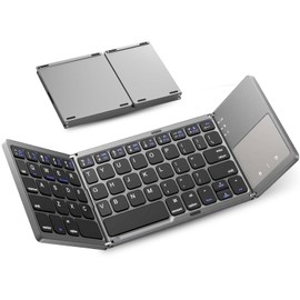 Foldable Wireless Keyboard with Touchpad, Portable Bluetooth Keyboard, Full Size Travel Keyboards for Android Windows iOS, Smartphone, Tablet and Laptop (Black)