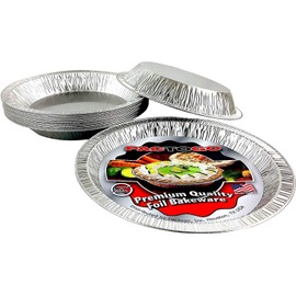 PACTOGO 9" Wrinkled Wall/Smooth-Bottom Aluminum Pie Pan Plate Tin - Heavy Duty Made in USA (100)