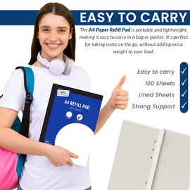 HiFEN® 100 Sheet A4 Plain and Lined Side bound Quality Writing Refill Pad, White