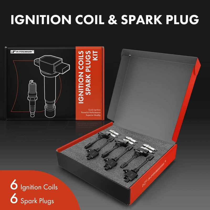 A-Premium Set of 6 Ignition Coil Pack and Iridium Spark