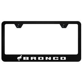 Au-TOMOTIVE GOLD UV Print Polycarbonate License Plate Frame for Ford Bronco (Chrome on Black)