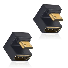 Duttek 8K Mini HDMI to HDMI U Adapter U Type Mini HDMI Male Upward to HDMI Female 2.1 Mother Extension Adapter Converter Attachment for 8K@60HZ Portable Display (2 Pack)