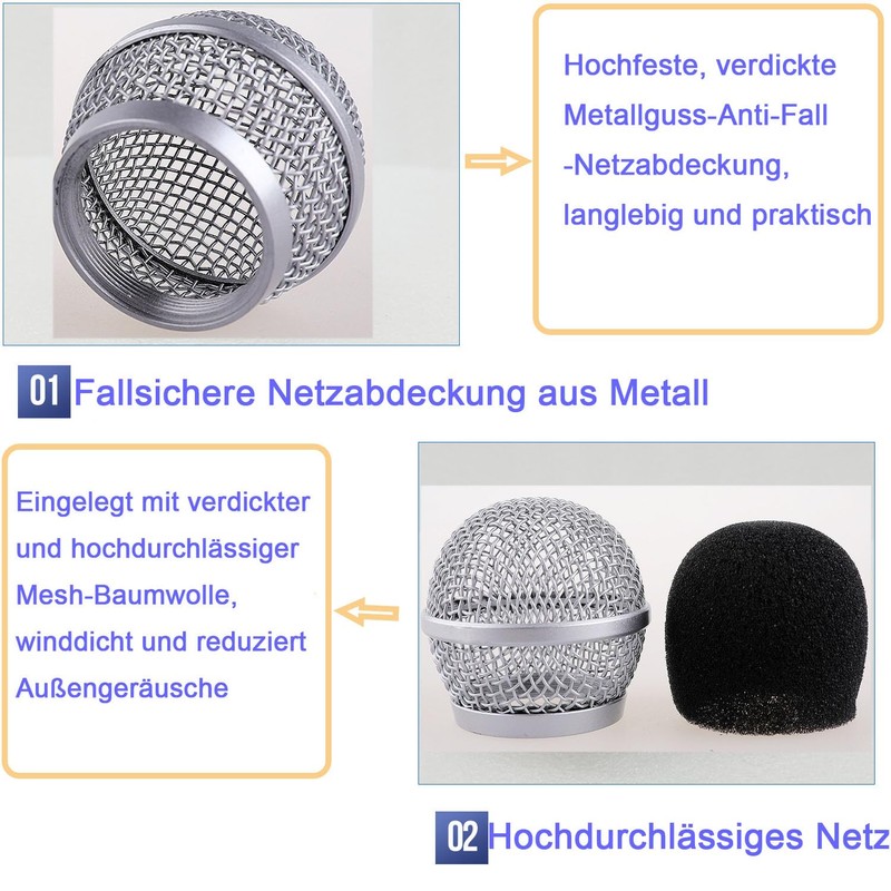 4 Pieces Metal Microphone Mesh Heads, Microphone Metal Head with
