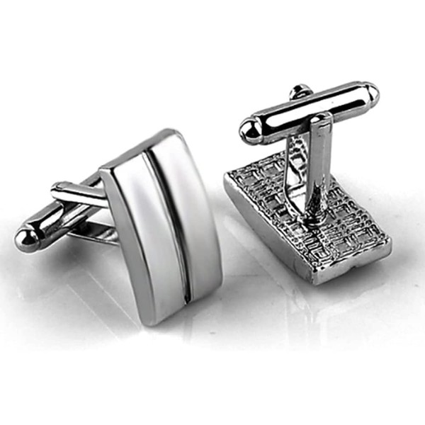 KOMUNJ Simple Stripes Cufflinks Platinum Plated Metal Geometric Shape Cuff