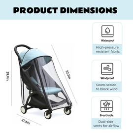 YOYO Stroller Rain Cover – Thick EVA Waterproof Windproof Canopy for Babyzen YOYO/YOYO2/YOYO3 – Breathable with Side Vents – Includes Oxford Waterproof Drawstring Bag – Baby Stroller Accessory