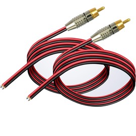 RUNCCI-YUN RCA Connector, Gold-Plated Speaker Phono RCA Connector, 14AWG Speaker Cable to RCA Connector, RCA Male Adapter, RCA Male Solderless (1 ft/0.3 m) Pack of 2