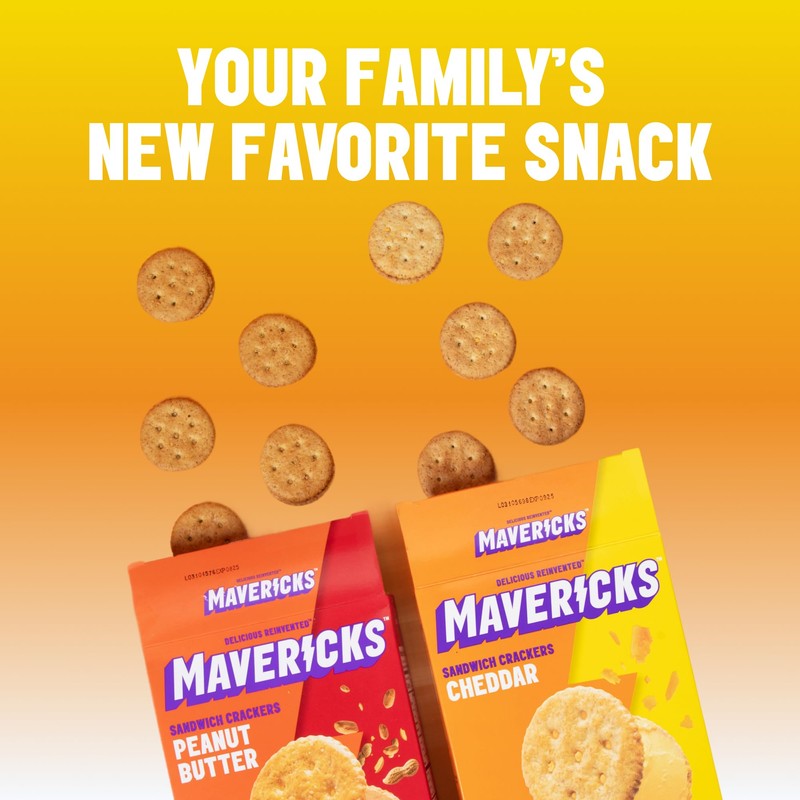 Mavericks Sandwich Crackers Cheddar - Cheese Filled Whole Grain Sandwich