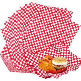 SSX-KJ 200 pzs Envoltorios Deli, 12"x12" Forro de Cesta de Comida,Material de Calidad Alimentaria,Adecuado para Hamburguesas,Perritos Calientes,Patatas Fritas,Pan,Sándwiches,30x30 CM,Roja