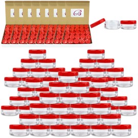 Beauticom (Quantity: 1000 Pieces) 5G/5ML Round Clear Jars with Red Lids for Scrubs, Oils, Toner, Salves, Creams, Lotions, Makeup Samples, Lip Balms - BPA Free
