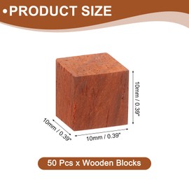 sourcing map 50 Pcs Wooden Blocks, 0.39 Inch Unfinished Wooden Blocks for Crafts Small Blank Wooden Blocks Wood Square Blocks for Arts Crafts and DIY Decor, Safflower Pear