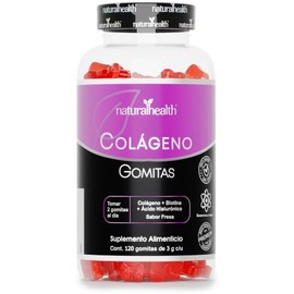 Natural Health. Gomitas de Colágeno, Biotina y Ácido Hialurónico. Sabor Fresa. 120 gomitas 3g. Ingredientes naturales.