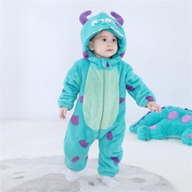 MUST ROSE SPORTS AND HOMEWEAR Unisex Baby Flannel Romper Animal Onesie Costume Hooded Cartoon Outfit Suit (horns, 90(12-17M)