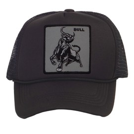 TOP HEADWEAR Men's Animal Trucker Hat - Snapback Farm Cap, Bull Black