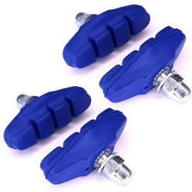 cyclingcolors 4 x Bicycle Brake Shoes 50 mm for Road Bike Rim Brake Pads with Bolt Thread Mounting Material Blue