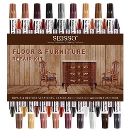 SEISSO 18 Colors Wood Wax Sticks ＆ Wood Markers Furniture Repair Kit - Set of 39 - Wood Floor Scratch Repair, Furniture Markers Touch Up Restore Wood Floors, Tables, Holes, Laminate, Carpenters