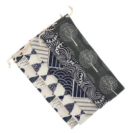 Healeved 5pcs Cotton and Linen Drawstring Storage Pouch for Travel Cutlery Reusable Straw Carrying Case for Fork Spoon and Straw Mixed Style Design