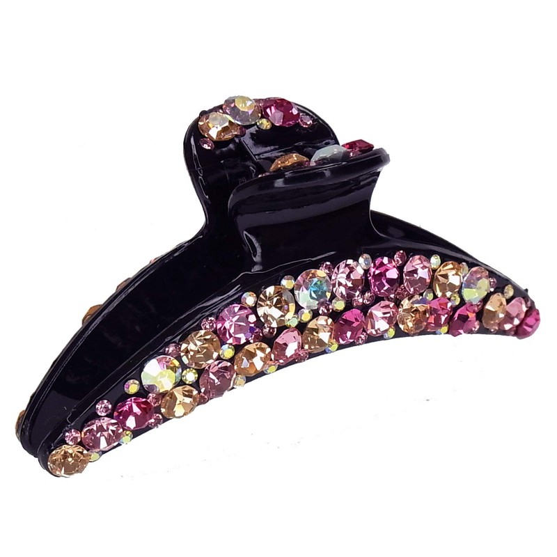 Hair Claw Large Slim Line With Big Stones Purple