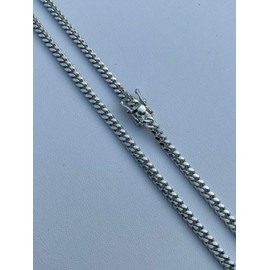 HarlemBling Real Solid 925 Sterling Silver - 4mm Miami Cuban Chain - Rhodium Finished Heavy Men's Box Lock Cuban Link Chain - 18-30" Made In Italy (20)