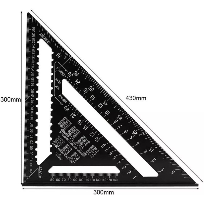 GEEKBOX Triangle Ruler 12 inch Engineer Square Roofing Square High