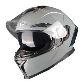 1Storm Motorcycle Full Face Helmet DOT Adults Street Bike Dual Visor Sun Inner Shield : Cement Grey