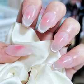 Petal Fog Light [Handmade Nail Tip] Magnetic Gel - Coffin / 페탈 안개빛[수제네일팁] 자석젤 - 코핀