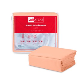 ATLAS DEL DESCANSO Juego De Sabanas Soft Individual De Microfibra | Incluye Sabana Plana, Sábana De Cajón y Funda | Transpirables, Hipoalergénicas y Termo climáticas | Altura 20cm | Color Salmón