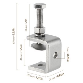 CHEUKYIU Pack of 8 304 Stainless Steel C Clamps High Performance C Clamp Woodworking Mini Screw Clamp Fixture Clamp with Wide Jaw Openings 30 mm for Woodworking, Welding, Carpentry, Silver