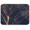 Dish Drying Mat Gold Palm Tree Leaves Navy Blue Microfiber