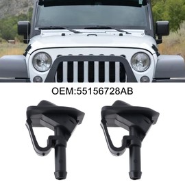 Briny River Scheibenwischerdüse, Ersatzteil, 55156728AB, kompatibel mit Jeep Wrangler JK 2002–2012 TJ 2002–2006, Schwarz, 2 Stück
