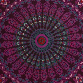RAJRANG BRINGING RAJASTHAN TO YOU 72 inch Round Peacock Tapestry Psychedelic Mandala Roundie Tablecloth Boho Chic Cotton Throws for Picnic and Camping - Pink and Purple