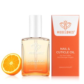 Modelones Cuticle Oil, Nail Strengthener with Jojoba Oil & Vitamin E, Promotes Nail Growth, Moisturizes Dry Skin, Orange