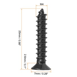 sourcing map M4 x 25mm Wood Screws Phillips Flat Head Carbon Steel Self Tapping Screws Black 100pcs