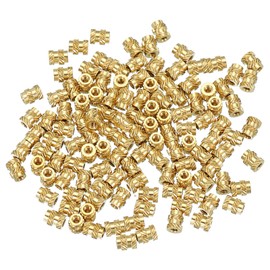 PATIKIL M1 Threaded Inserts M1x2.5x2mm, 120 Pcs Brass Heat Set Insert Female Threaded Inserts Metric Knurled Nuts Embedment Nut for Plastic and 3D Printing Components, Gold