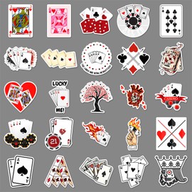 50PCS Stickers for Card Suites Poker,Poker Stickers,Teens Boys and Girls Sticker Pack Vinyl Skateboard Guitar Door Laptop Luggage Car Bike Water Bottle Birthday Party Supplies Stickers