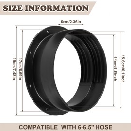 Innconee 1 Set Black Dual Size Wall Mount Connector for Portable Ac Vent Ac Exhaust Hose Coupler for 6 and 6.5 Inches Hose Accessories Plug