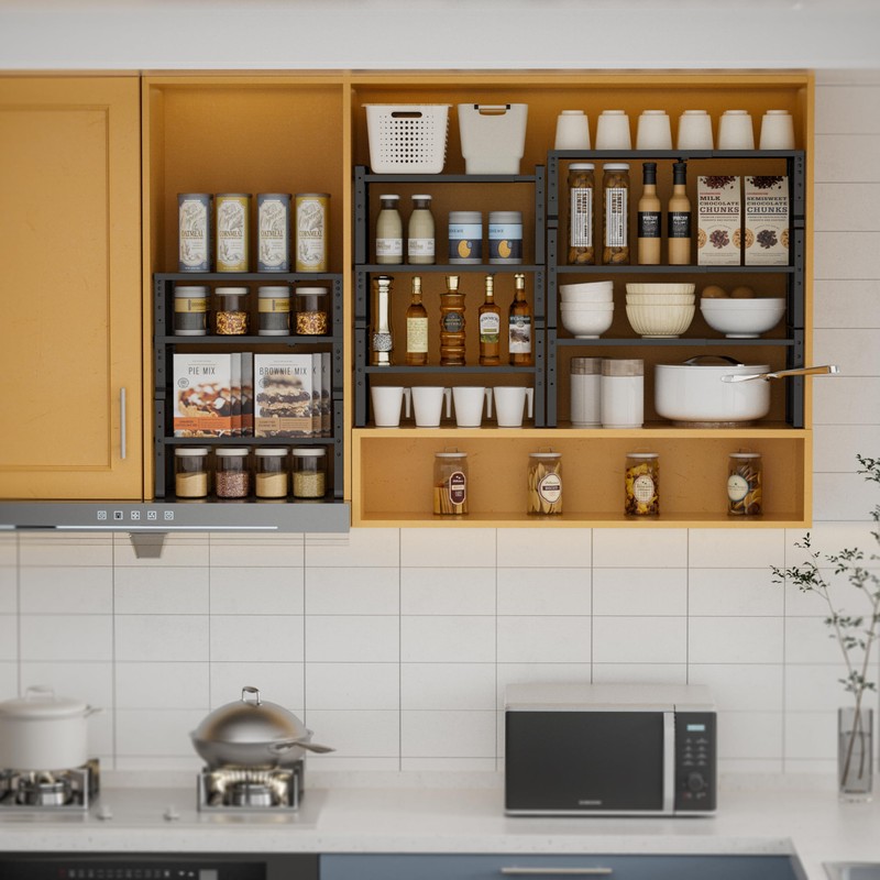 Jojocross Expandable,Stackable Spice Rack,Seasoning Organizer and Storage,Spices Jar Racks for