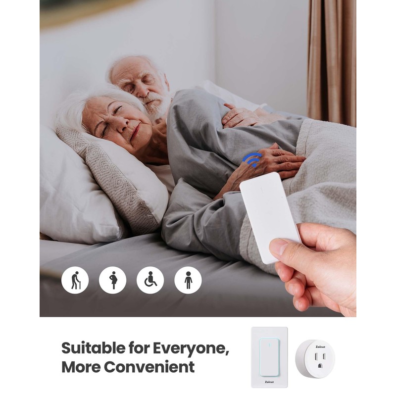 Zoiinet Remote Control Outlet Plug Switch, Buckle Design & Removable
