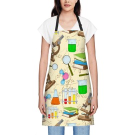 Smooffly Science Education Sketch Apron - Unisex Adjustable Bib, Cooking Kitchen Chef Wear for Women and Men - Suitable for Home, Restaurant, Coffee House