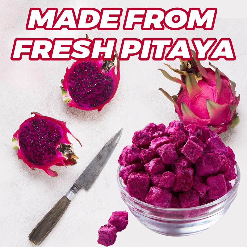 6oz Freeze Dried Dragon Fruit Pieces,170g Dragon Fruit Chunks for