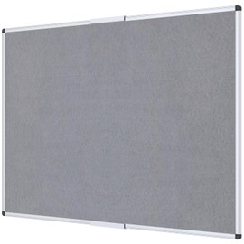 VIZ-PRO Large Fabric Bulletin Board/Foldable Notice Board Felt Gray, 72 X 48 Inches, Silver Aluminium Frame