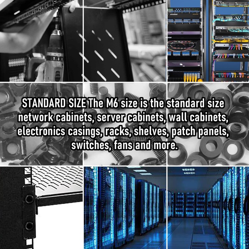 20-Pack of Black M6 Cage Nuts & Screws for Rack